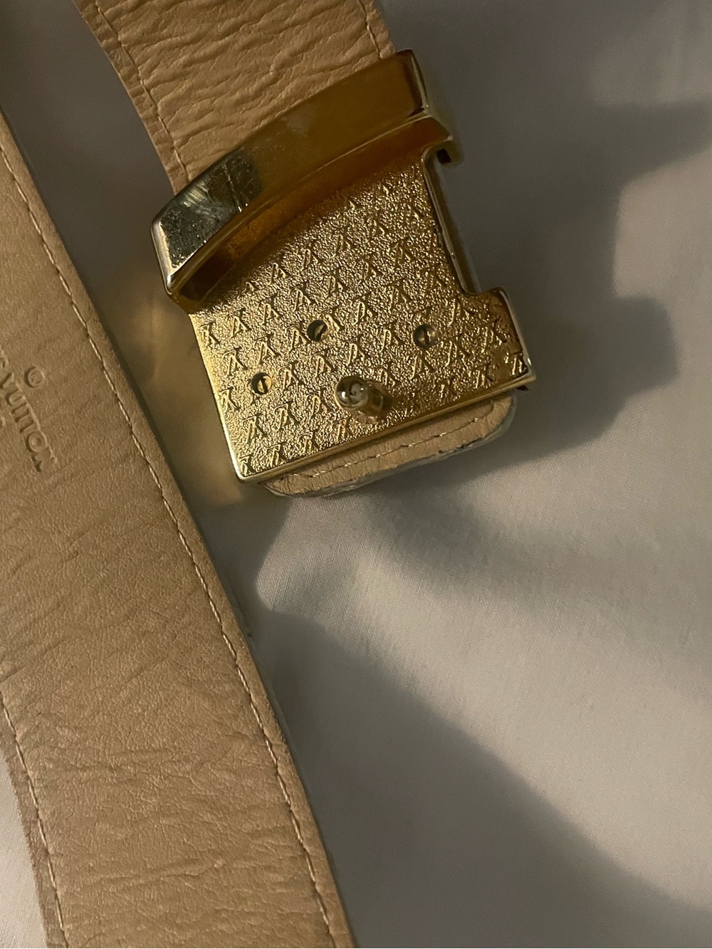 Louis Vuitton Damier Azur Canvas Belt with Gold LV Buckle - Picture 2 of 4